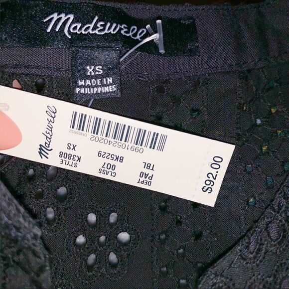 NWT Madewell Eyelet Double Tie Peasant Top - Picture 6 of 6